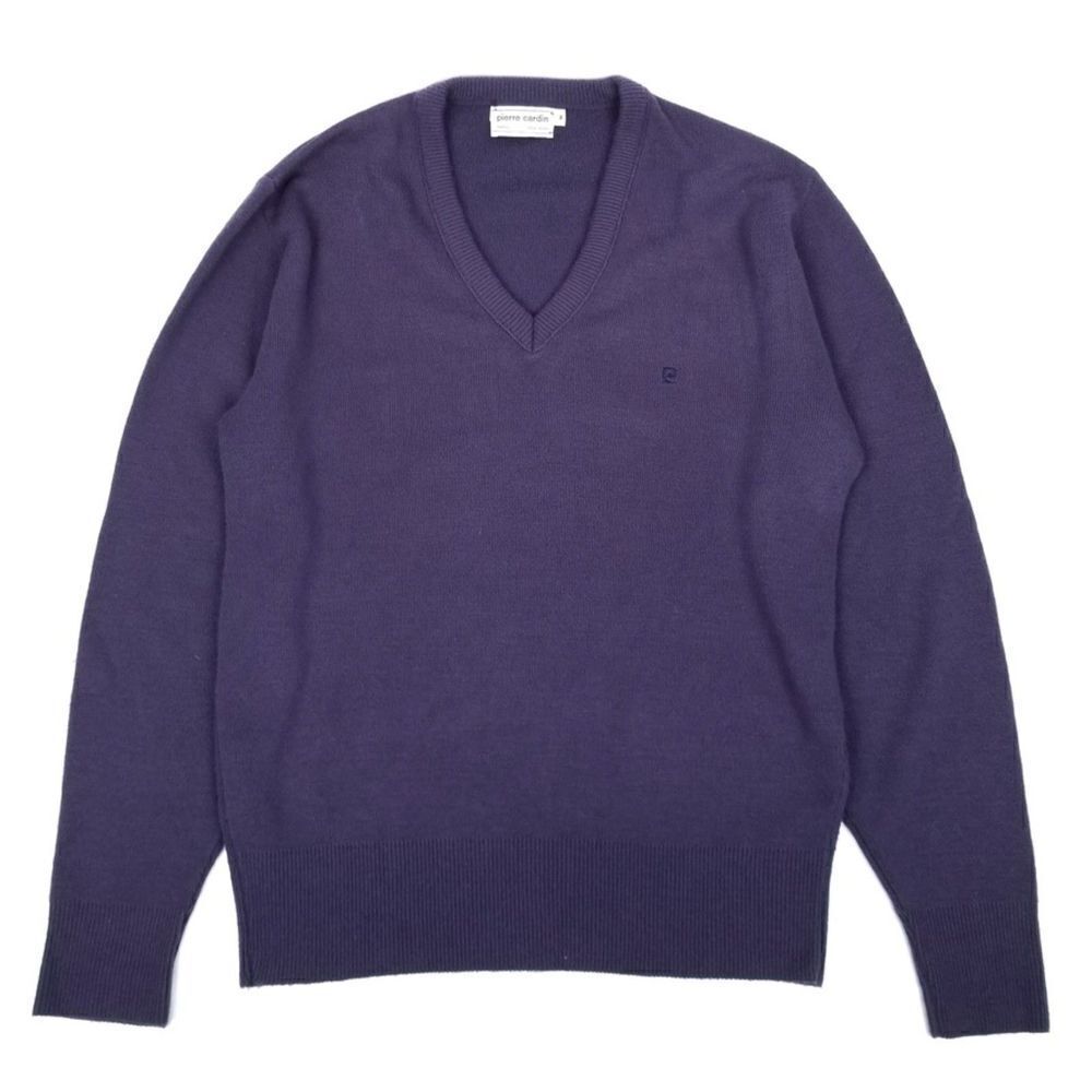 VINTAGE Pierre Cardin Luxe Orlon Purple V-Neck Sweater Old Money Quiet Luxury